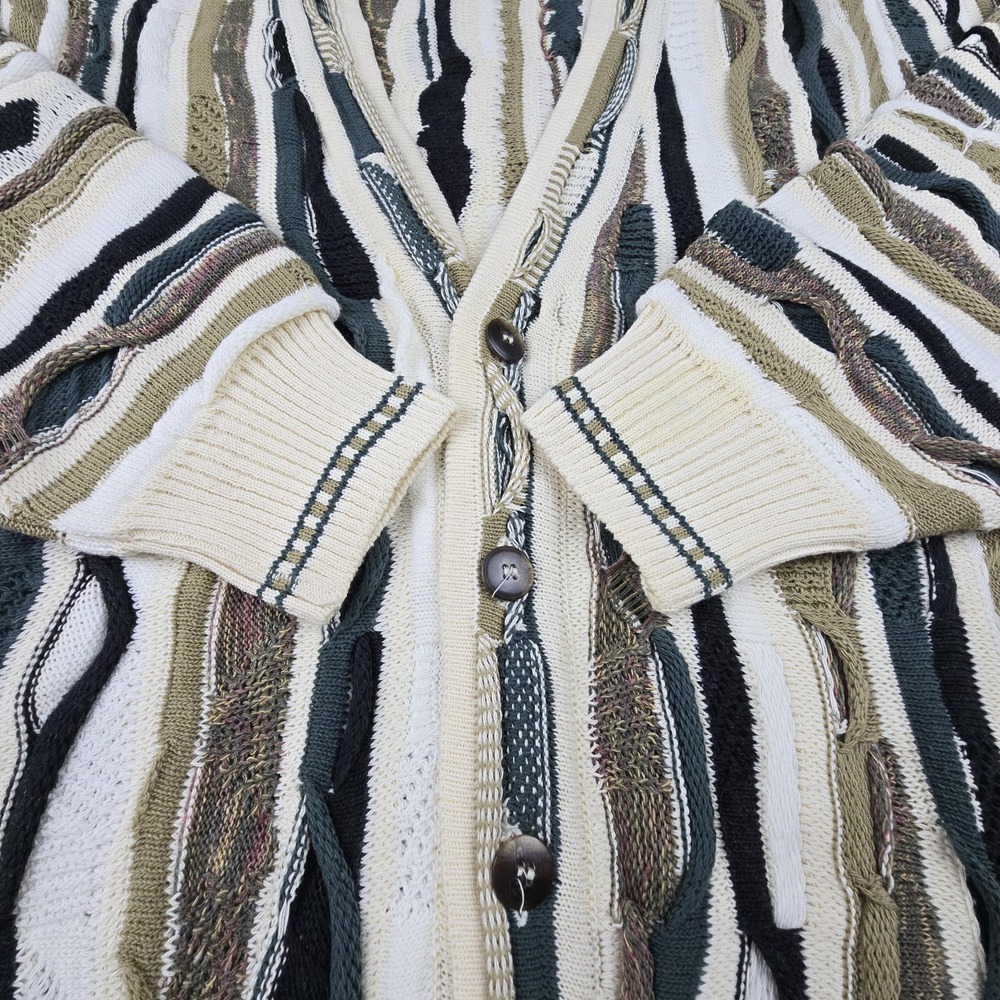 Vintage 90s J Ferrar Coogi Style 3D Knit Cardigan Sweater Mens XL Bulgaria - Picture 10 of 10